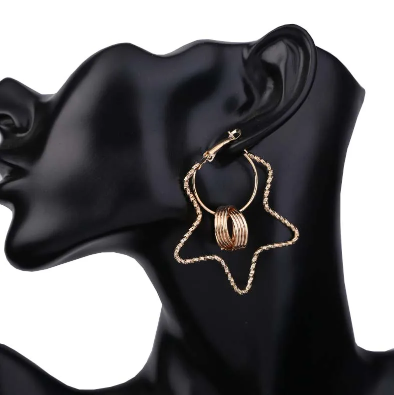 

Vintage Big Geometric Earrings For Women Boho Golden Color Over Size Round Hoop Earrings Simple Mujer Earrings 2019 Jewelry