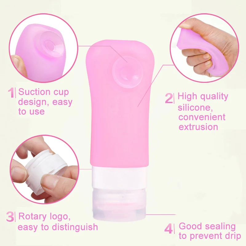 

Dropshipping 4pcs Toiletry Travel Bottles Set Silicone Leak Proof Travel Size for Shampoo Conditioner Soap SMJ