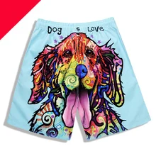 Новые Для Мужчин's 3D собака голова печатные Пляжные шорты милая собака печать пляжные шорты Для мужчин серфинг короткие брюки свободные пляжные брюки