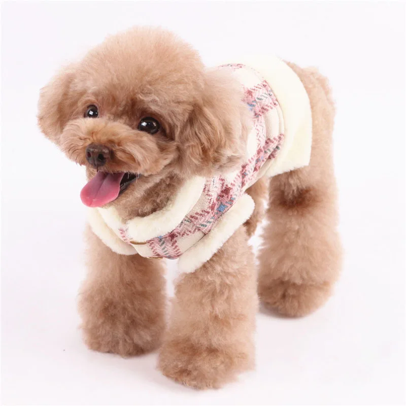 Зимняя одежда для собак, модное пальто для собаки теплое пальто для маленьких и средних собак, костюм для щенков, клетчатая Одежда для питомцев, пальто для мопса, Ropa Perro