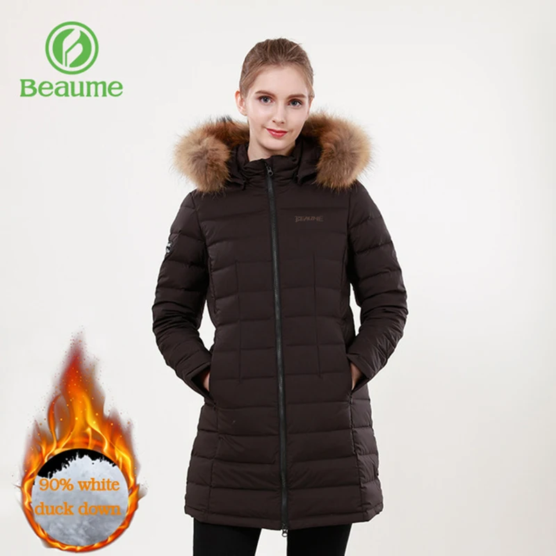 

Beaume Outdoor Lightweight Skating Hooded Long Jacket for Winter Women's Down Jacket Coat 74254 Black