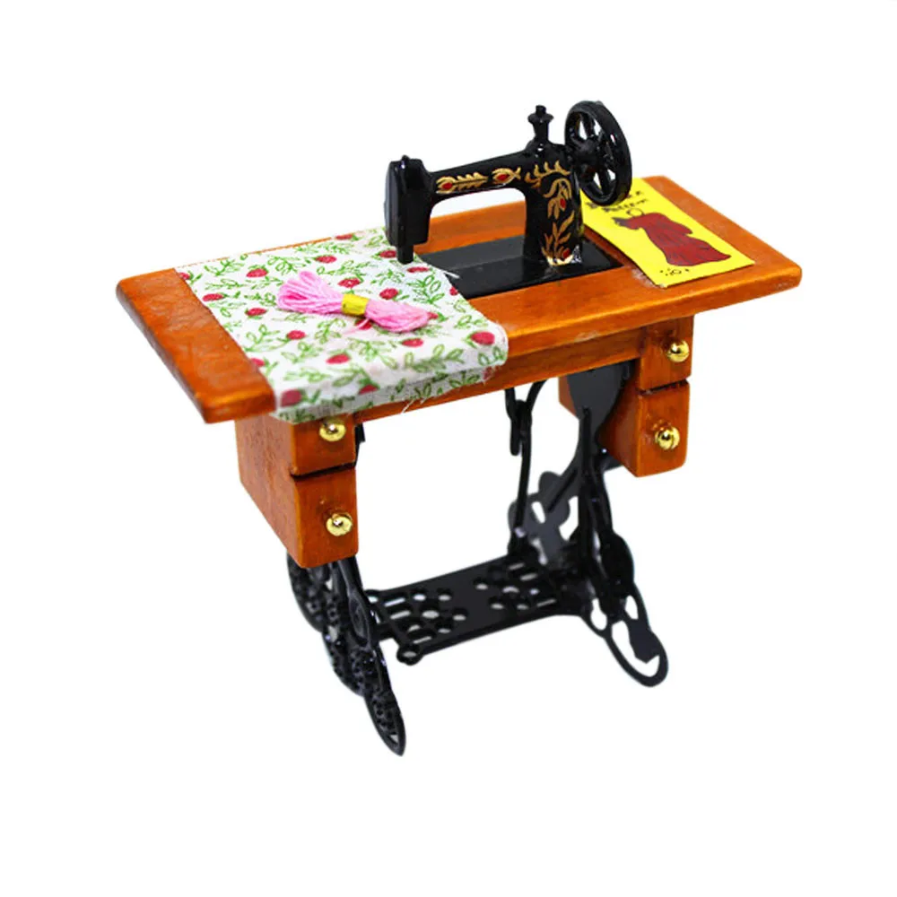

2018 Mini Sewing Machine Dollhouse Decoration Fit for 1:12 scale dollhouse Kids Children Educational Toys Dropshipping #H30