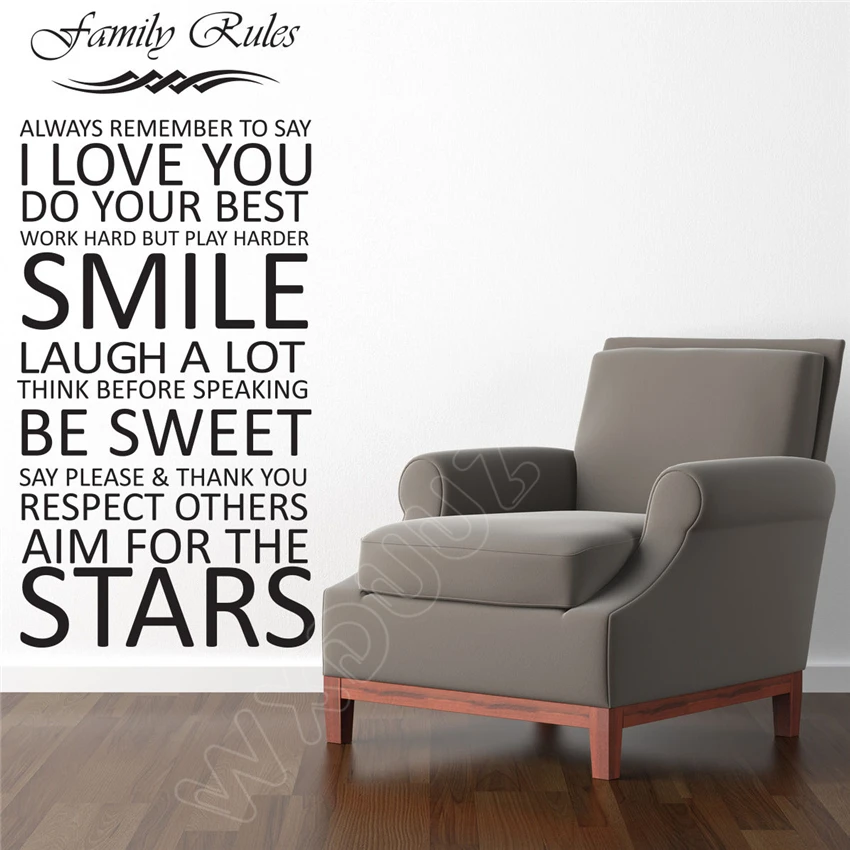 Wxduuz Large Family Rules Quote Mural Art Decor Home Decor