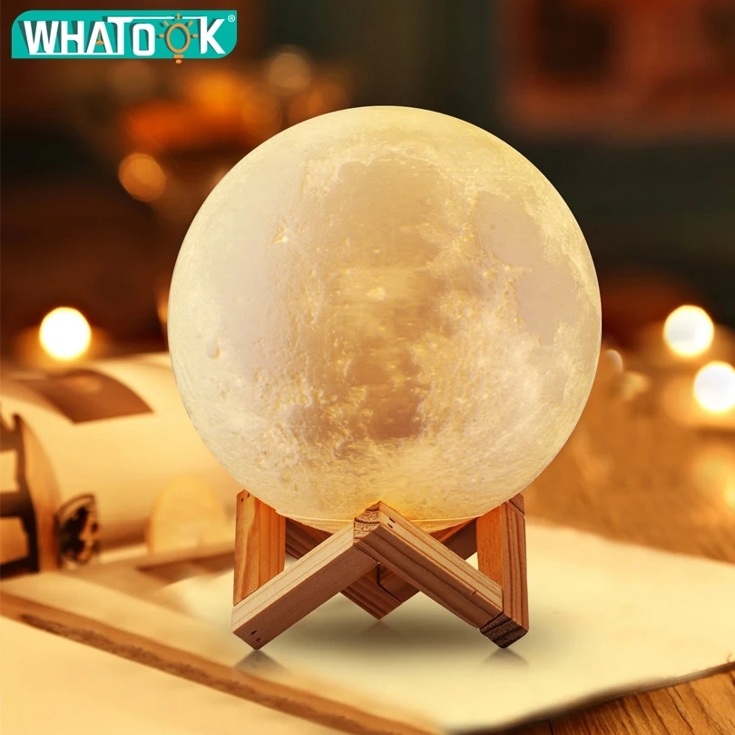 

Romantic LED Night Lights 3D Print Moon Lamp 2 Color Change Touch Switch USB Power Rechargeable Baby Home Decor Creative Gifts