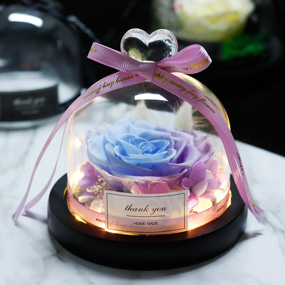 Первый цветок розы в стеклянных фляжках получить бессмертный цветок в стеклянной крышке романтический подарок для влюбленных подарки на день рождения домашняя культура - Цвет: 01