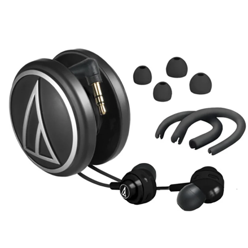Оригинальные проводные наушники Audio Technica спортивные вкладыши с крючком