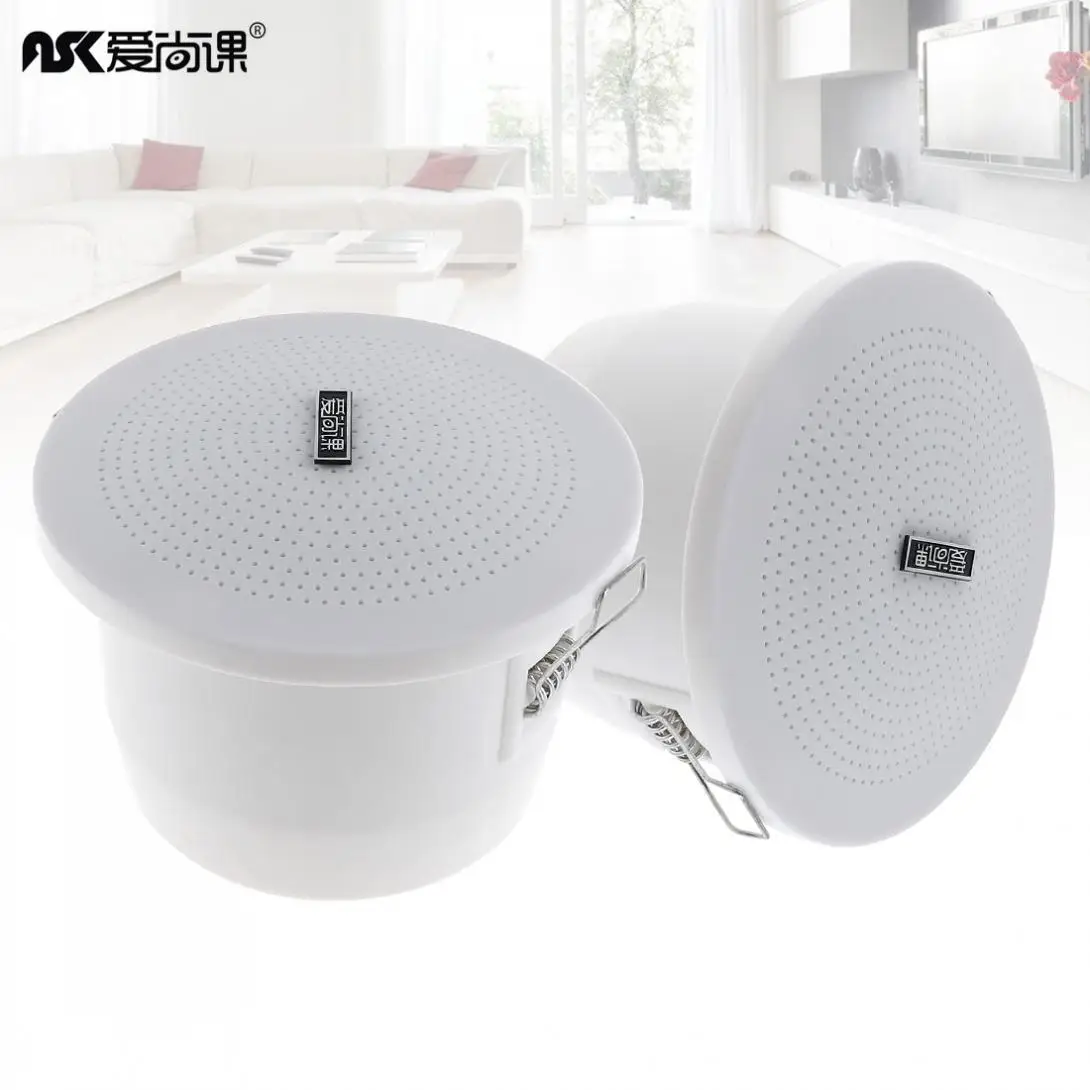 

New 2pcs 3 Inch 3W Waterproof Radio Ceiling Speaker Public Broadcast Background Music Speaker for Home / Supermarket