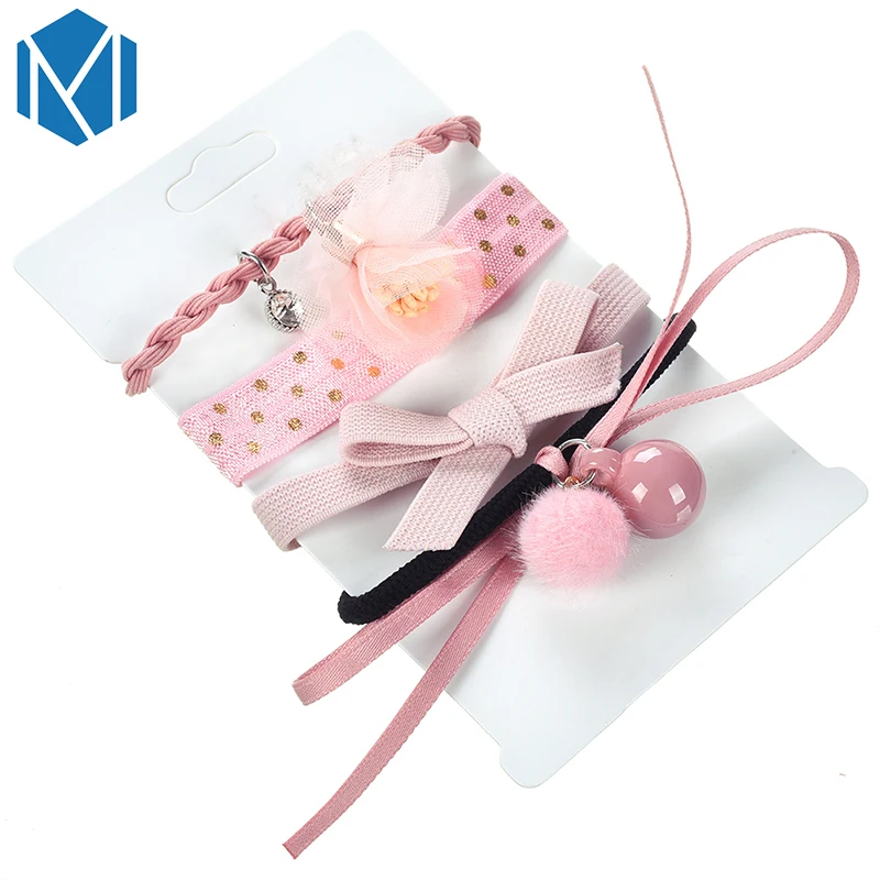 

C M MISM 4pcs/set High Quality Solid Elastic Hair Band Headband For Women Girl Hair Rope Rubber Band with Pearl Hair Accessories