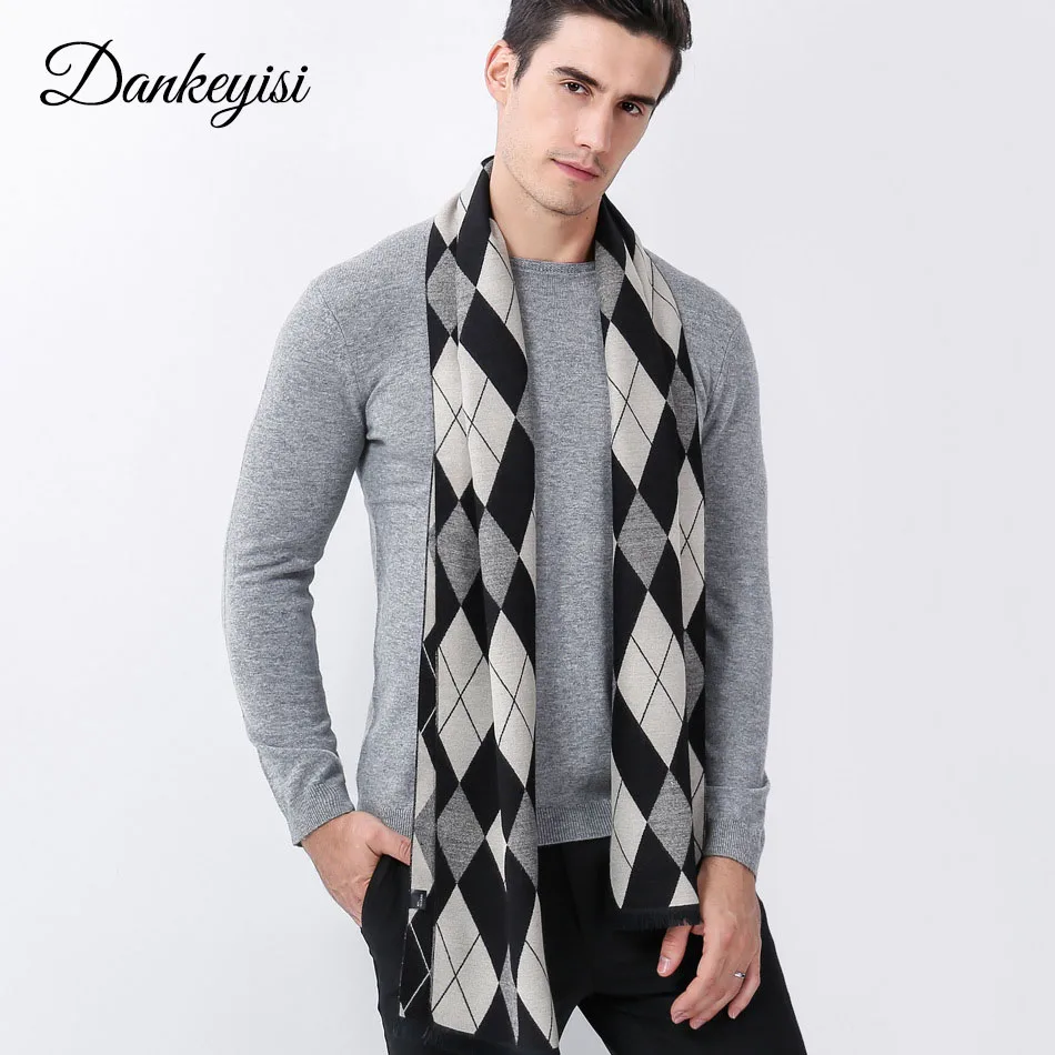 DANKEYISI New Winter Scarf For Men Tartan Long Blanket Basic Shawls Warm Bandana Autumn Wrap |