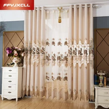 Chenille Embroidered European Royal Luxury Curtains for Bedroom Window Curtains for Living Room Elegant Drapes Tulle Curtains
