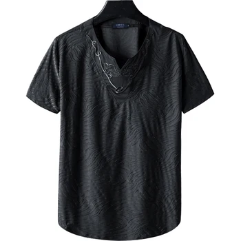 

Brand Clothing V neck Mercerized cotton Men's T Shirt Men Fashion Tshirts loose Casual For Male T-shirt M-9XL Free Shipping