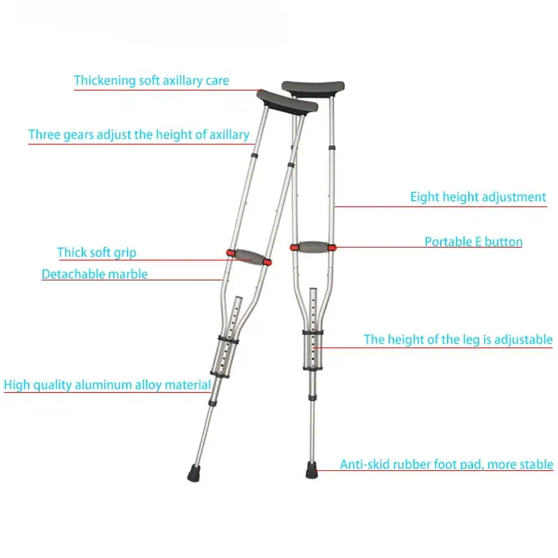 Регулируемая высота подмышечные костыли подмышечные ходунки для пожилых людей Многофункциональный костыль масштабируемый стержень складной