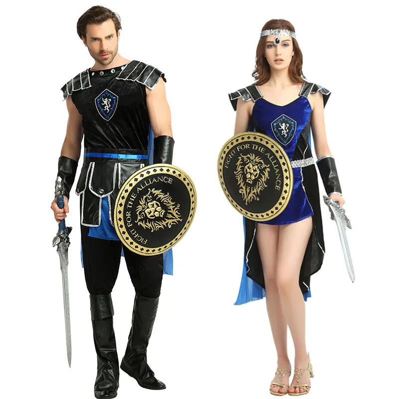 

Umorden Roman Greek Soldier Warrior Gladiator Costume Women Men Cosplay Medieval King Slayer Costumes Halloween Fancy Dress