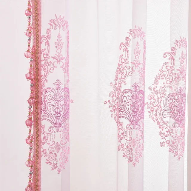 Europäischen stil rosa/braun Besticktem tüll Fenster Vorhänge für ... Europäischen stil rosa/braun Besticktem tüll Fenster Vorhänge für ...