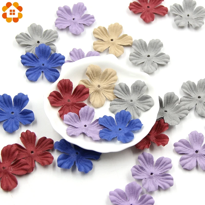 

30PCS Small Exquisite Leather Flowers Handmade Artificial Flower Head Wedding Decor DIY Scrapbooking Craft Fake Flower Supplies