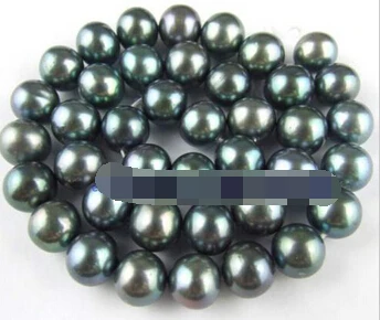 

huij 00712 10-11mm Dark Green Round Freshwater Pearl Loose Beads 15