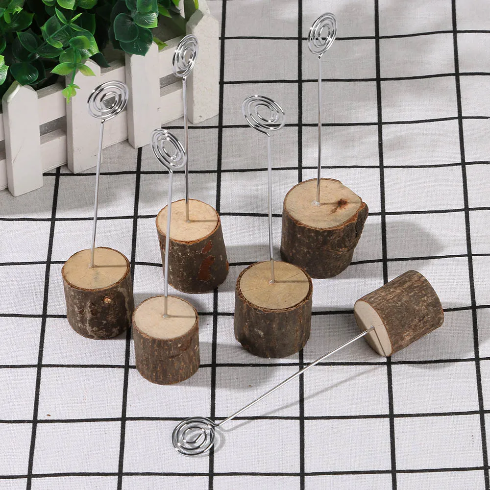  10Pcs/Set Wooden Wedding Menu Paper Note Picture Table Card Number Photo Clip Holder able Invitatio - 33034679252