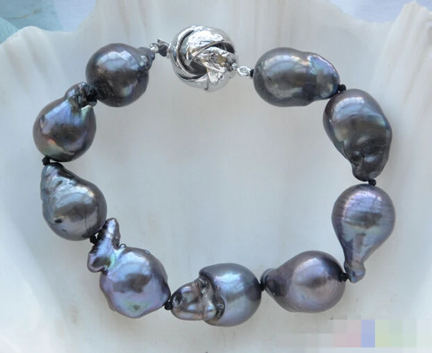 

FREE SHIPPING>>>@@ > 08674 BLACK BAROQUE KESHI REBORN PEARL BRACELET