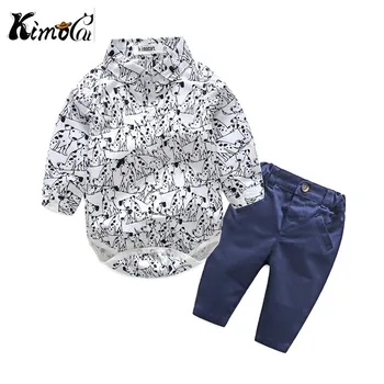 

Kimocat new Spring and autumn cotton long sleeve cartoon cute puppy design jumpsuits + leisure sports pants Baby boys suit