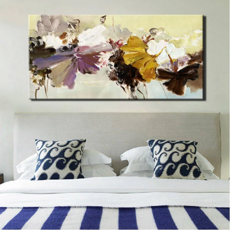 70x140 см-Современная Абстрактная Картина на холсте, настенный художественный плакат, ручная роспись, цветы, принты на холсте для гостиной, украшение дома
