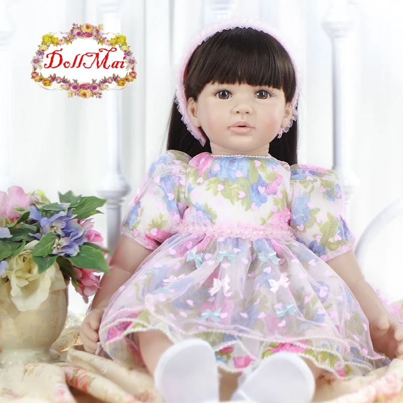 60 см куклы reborn Мягкие силиконовые виниловые Детские bebe princess bonecas цветное платье