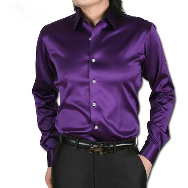 Aliexpress New 2016 Men Shirts High New 2016 Men Shirts High Quality Long Sleeve Silk Shirt Slim Fit S