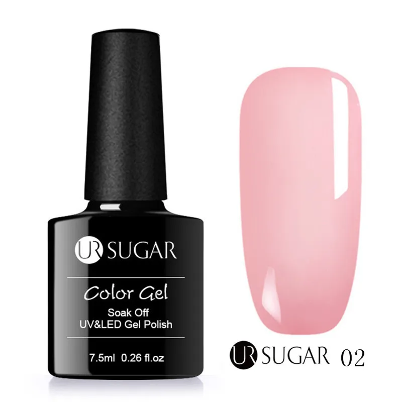 Ur Sugar 112 цветов Гель-лак для ногтей УФ светодиодный полуперманентный лак розовый чистый УФ-цвет 7,5 мл впитывающий лак для ногтей - Цвет: UR-02 pink