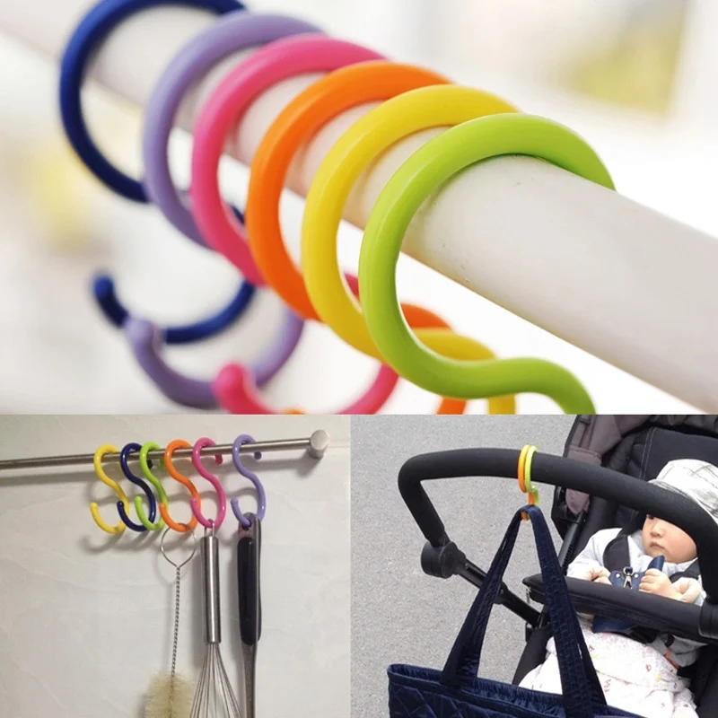 6pcs S Shape Hooks Useful Plastic Hook Home Clasp Rack Baby Stroller