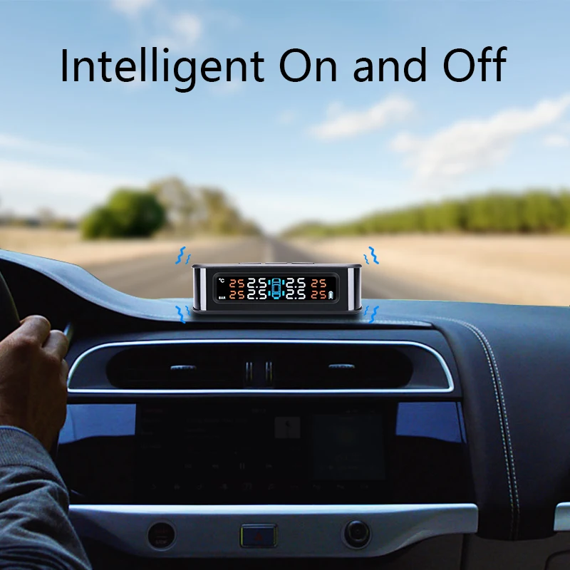 Jansite Car TPMS Tire Pressure Monitoring System Solar Power charging Wireless External or Internal Sensors Tire Press Indicator