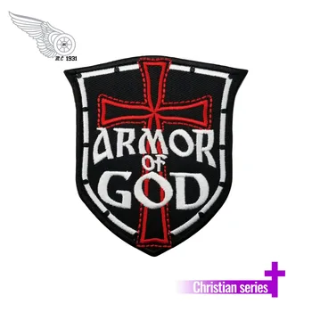 

Armor of god military patch cool applique custom biker front embroider iron on patch cloth stickers garment accessory