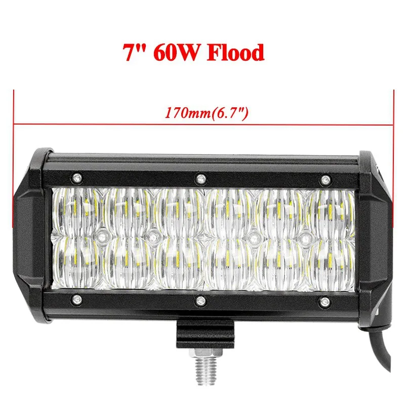 VISORAK 7 12 20 23 2" 5D внедорожный светодиодный светильник для грузовиков, внедорожников, внедорожников, вездеходов, 4wd 4x4 светодиодный бар для автомобилей, тракторов, 4WD 4x4, внедорожников, вездеходов, грузовиков, внедорожников - Цвет: 60W Flood No Wire