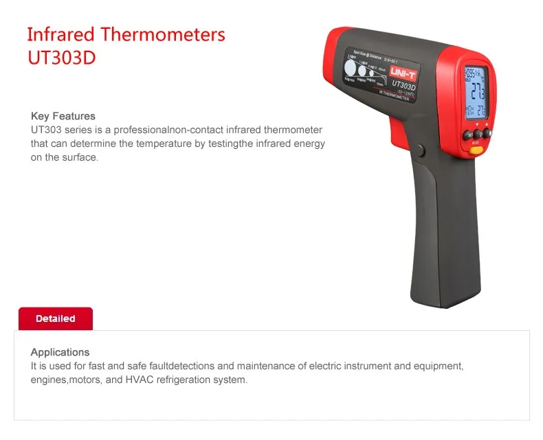 UNI-T UT303D инфракрасный термометр измеряет температуру на расстоянии легко носить с собой Бесконтактный быстрый тест температуры