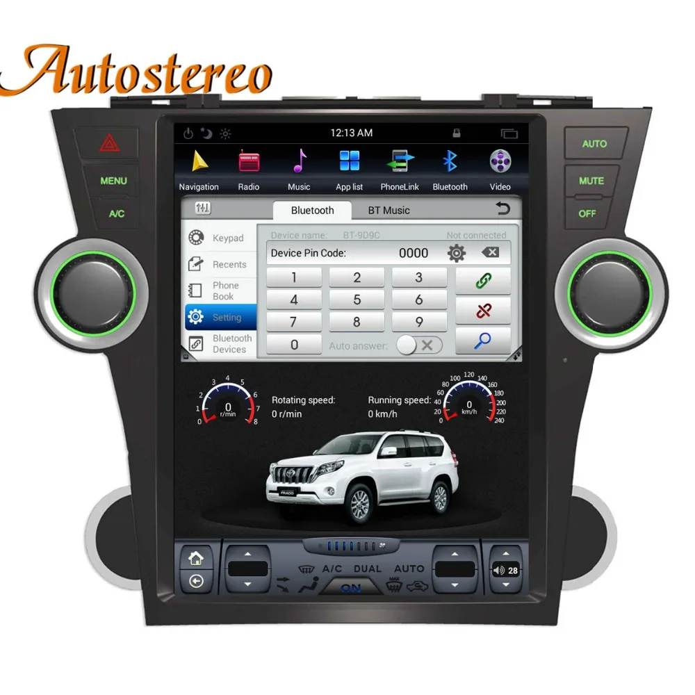 Android 7 Tesla стиль автомобиля нет dvd-плеер gps навигация для Toyota Highlander 2007-2013 радио магнитофон головное устройство мультимедиа