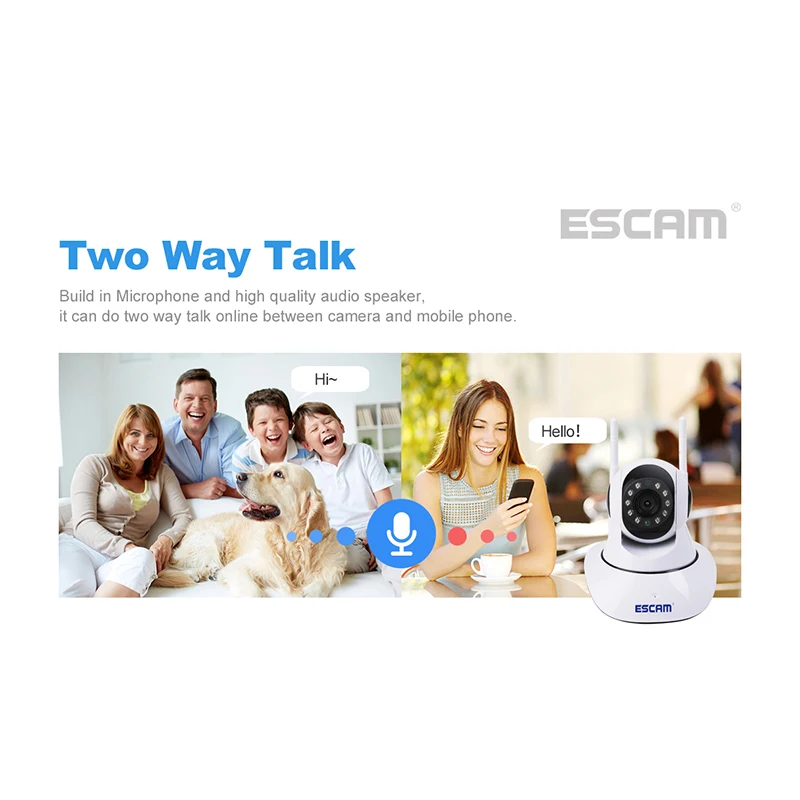 ESCAM G02 двойная антенна 720P панорамирование/наклон Wi Fi IP ИК 10 светодиодный камера