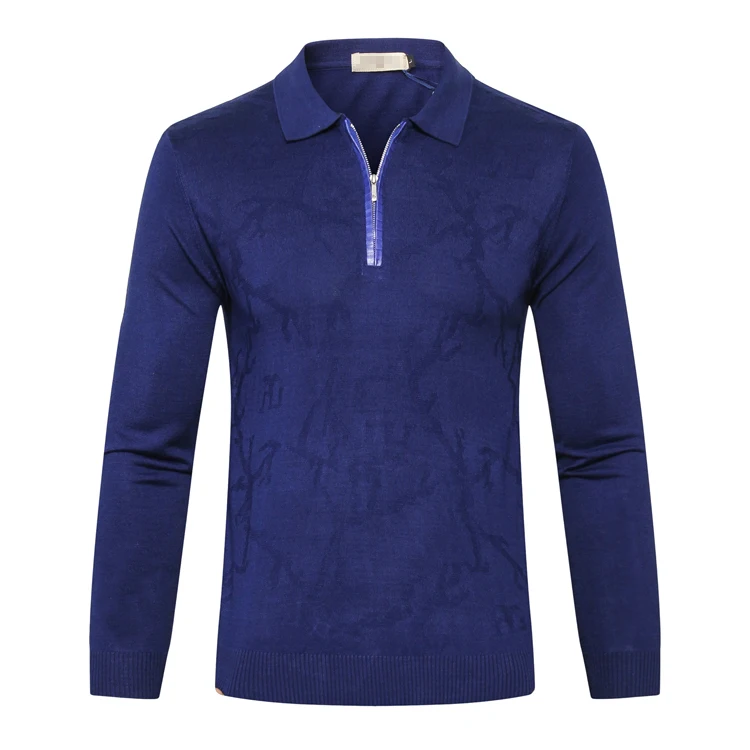 

Billionaire TACE&SHARK Sweater men's 2018 launching commerce geometry pattern leather zipper collar fitness wool free shipping