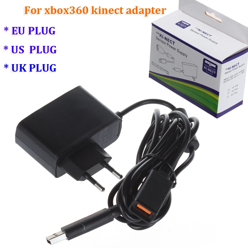 Promotion New EU USB AC Adapter Power Supply with USB charging cable for Xbox 360 XBOX360 Kinect Sensor