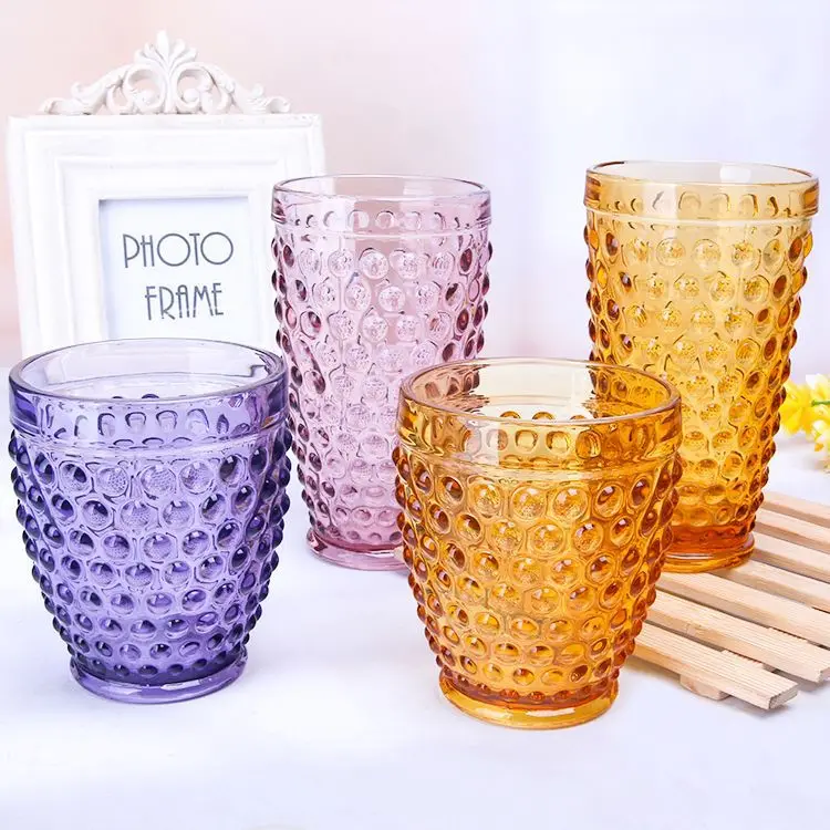 

201-300ml Coloured dot glass retro Creative Cup fruit juice cup household cup