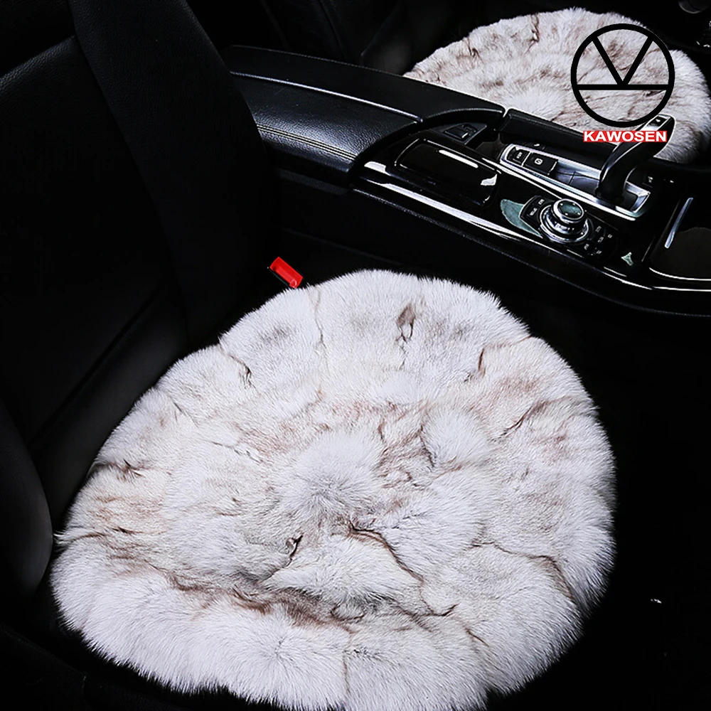 

KAWOSEN Luxury Natural Fox Fur Car Seat Cover, Universal Long Fox Skin Car Seats, Beautiful Cute Winter Warm Car Cushion FSCR01