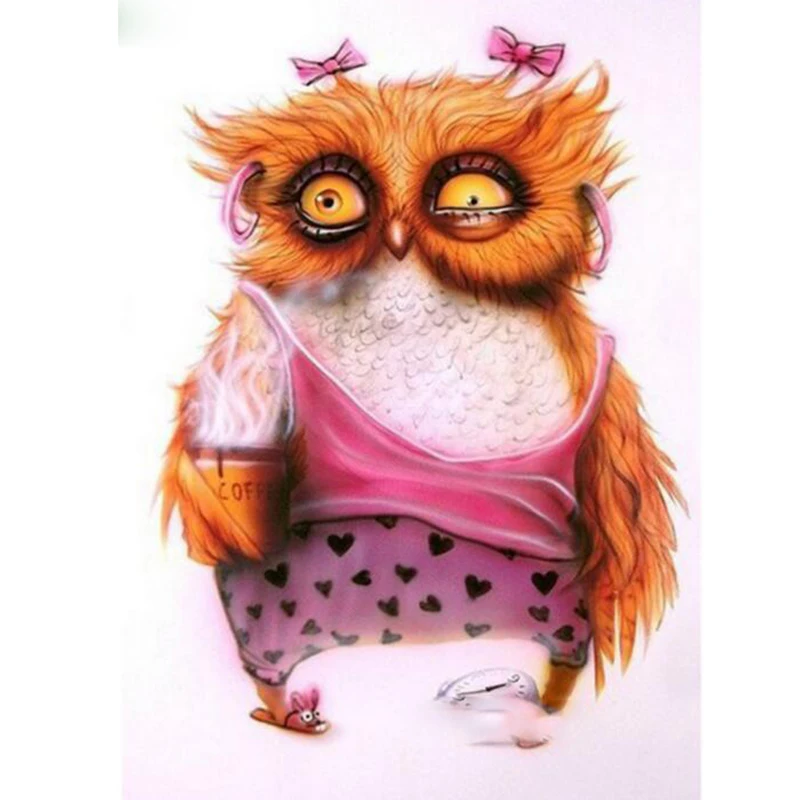 

New Animals Owl Diamond Embroidery Diamond Painting Cross Stitch Picture Of Rhinestones Full round Diamond Mosaic Kits