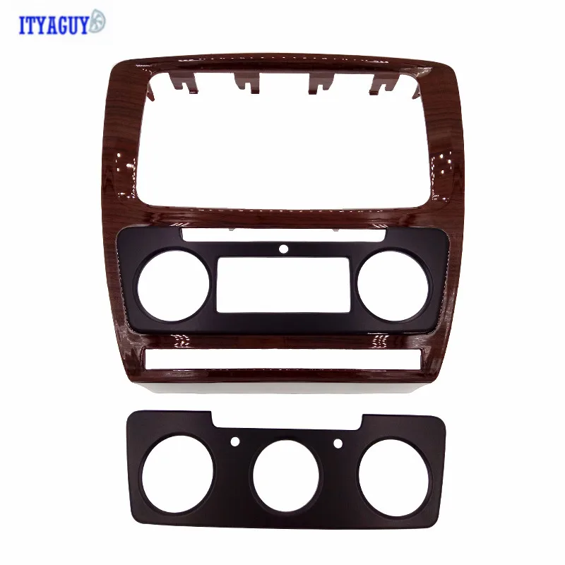 

Wooden color 2 Car Refitting DVD panel ca radio fascia fit For Skoda Octavia(2010~2013) Auto/Manual A/C DVD panel Dash Kit