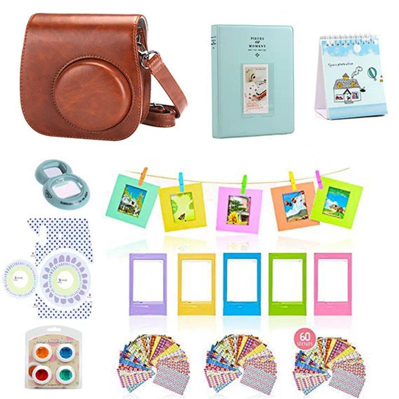 9 in 1 Accessories Kit for Fujifilm Instax Mini 8/9 Camera Painting Carrying Case Bag Cover/Selfie Mirror/Filter/Album/Sticker - Цвет: Blown