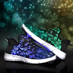 Новинка 2018 года черные модные USB зарядное устройство светящиеся фонарики спортивная обувь Led светящаяся обувь для детей обувь для