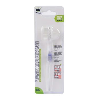 

1Pc 21.6x7.3cm Double Sided Denture Dedicated Brush Ultra Soft Bristle Head False Teeth Toothbrush Oral Hygiene Care With Anti S