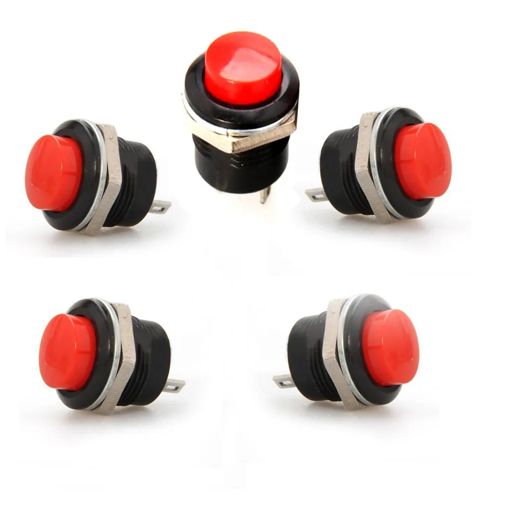 

5 x New Momentary SPST NO Red Round Cap Push Button Switch AC 6A/125V 3A/250V