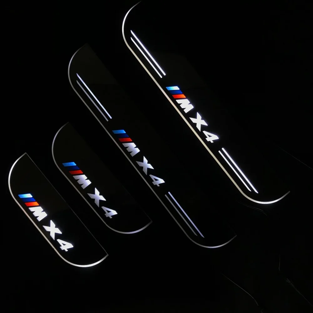 

RQXR led moving door scuff for bmw X4 dynamic door sill plate flat lining overlay flow/fixed light, 4pcs