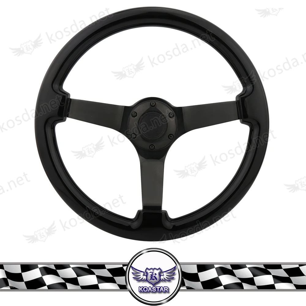 

350mm Universal Wooden Steering Wheel Deep Dishe Car Wood Steering-Wheel with Black Spok