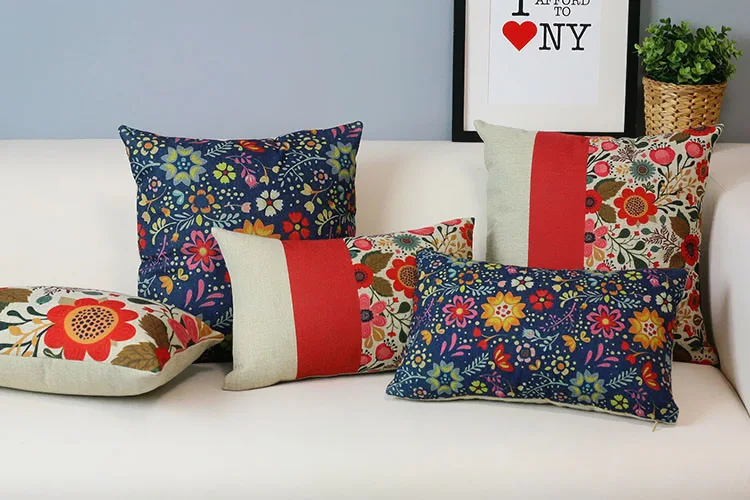 

Beautiful floral garden Pillows American country style Cushions For Sofas Red cute Decorative Pillows wholesale