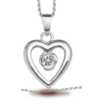

100% Guaranteed Real Silver Pendant 925 Sterling Silver Neckalce Pendant For Girls Double Heart CZ Silver Pendant Free Shipping
