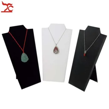 Wholesale 10Pcs Foldable Necklace Rack Wooden Necklace Display Stand White Black Pendant Storage Showcase Easel 12*22.5CM