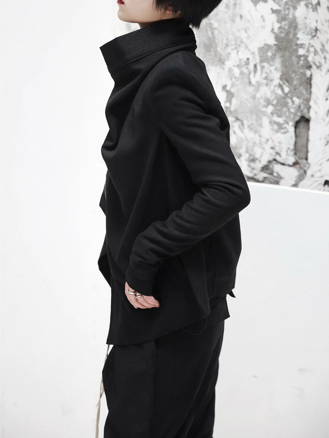 [EAM] Новинка, Весенняя Черная куртка на молнии с воротником-стойкой и длинным рукавом, Женская куртка, модное пальто JI102
